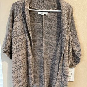 LOFT Women's Heathered Gray Open Cardigan